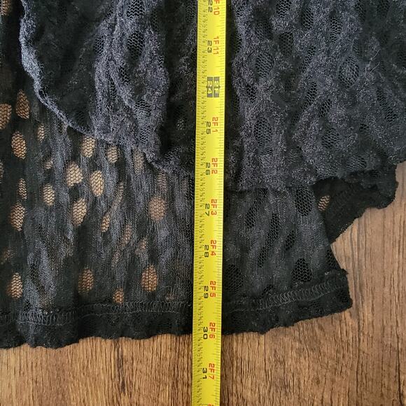 Yushi Black Cardigan Tunic Top Womens S 3/4 Sleeves Witchy Halloween Whimsygoth - Picture 10 of 11